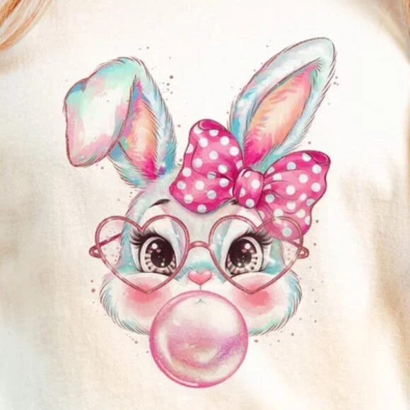 Coquette Easter Bunny Bubblegum T-shirt - Picture 2 of 3